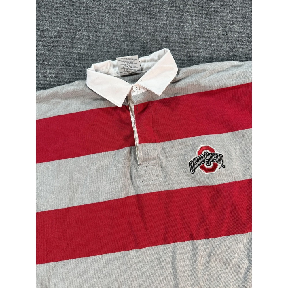 Ohio State Buckeyes Shirt Mens XXL Red Gray NCAA Football‎ Long Sleeve Rugby